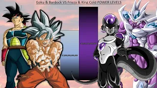 Goku & Bardock VS Frieza & King Cold POWER LEVELS All Forms - DBZ / DBS / SDBH