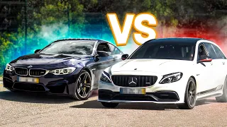 BMW M4 vs MERCEDES C63 AMG - BURNOUT & REVS!