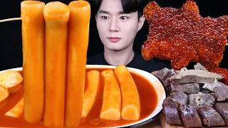 가래떡떡볶이 순대 돈까스 떡볶이 먹방ASMR MUKBANG SPICY TTEOKBOKKI & PORK CUTLET トッポッキ とんかつ eating sounds