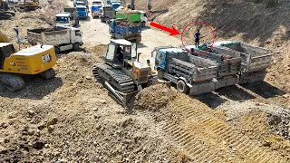 Great Job DumpTruck loading Stone Heavy Duty Machinery Skill Pushing Excavator Clearing Mud Take Out