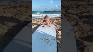 My baby's first time on a surfboard #shorts