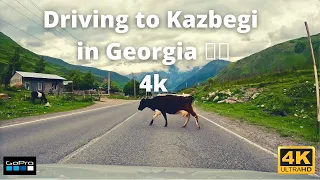 Driving Kazbegi in Caucasus in Georgia 4K