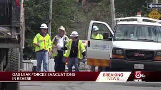 Homes, businesses evacuated after gas line hit