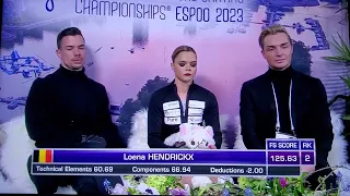 Loena Hendrickx 2023 Euros FS Reaction