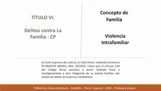 Explicación del delito de Violencia intrafamiliar- Clase de Penal Especial