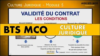 AIDE BTS MCO | Quels sont les critères de validité d'un contrat ? | CULTURE JURIDIQUE BTS