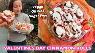 OIL FREE VEGAN VALENTINE’S DAY CINNAMON ROLLS 🔥 Made using sweet potato?