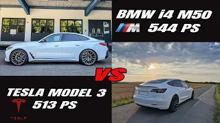 BMW i4 M50 vs Tesla Model 3 Performance | Experiment - BMW FAN fährt TESLA! | Teil 1