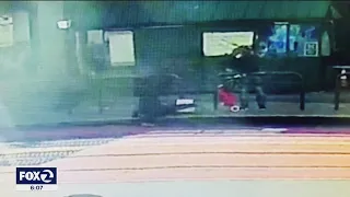 Surveillance video shows unprovoked attack on Asian women at bus stop