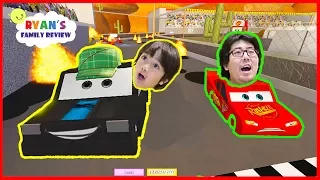 Disney Cars 3 Save Lightning McQueen Roblox Obby!! with Ryan's Family Review