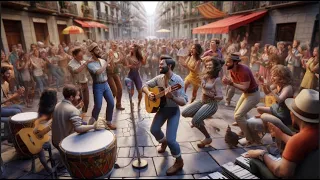 Rumba Catalana en Vivo: Fiesta de Música y Baile en las Calles de Barcelona