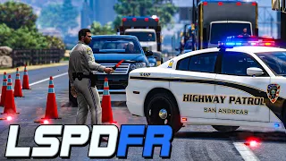 GTA 5 LSPDFR - Highway Patrol - Rolling Road Block Traffic Break