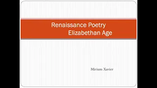 Class 3: Renaissance Poetry/ Elizabethan Poetry- Edmund Spenser - Semester1 CG1131