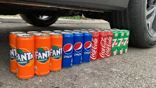 Experiment Car vs Coca Cola, Fanta, Mirinda Balloons | Crushing Crunchy & Soft Things by Car 01