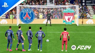 FC 24 | Messi Ronaldo Neymar Mbappe vs Salah | PSG vs Liverpool UCL FINAL | Penalty Shootout - PS5