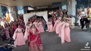 Indian Bride Baraat Entry Performance - Bridesmaids - Saajan Ji Ghar Aaye - Mera Piya Ghar Aaya