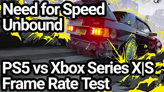 Need for Speed Unbound PS5 vs Xbox Series X|S Frame Rate Comparison