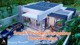 Small & modern bungalow house design/ Modern 3 bedroom bungalow/ 11m x 10m/