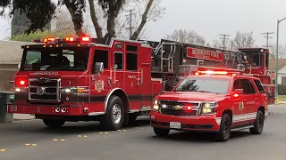 Modesto Fire Dept. Truck 5 and Battalion 5 Responding to a house fire!