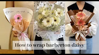 Barberton daisy Floral Bouquet Wrapping Tutorials(52) | Flower Bouquet Wrapping Technique & Idea