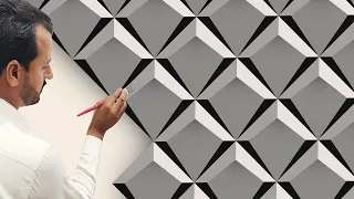 Easy and simple tricks 3D wall painting | modern 3D wall painting | interior design
