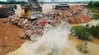 Part 50| Can't Stop Watching Interesting Water Scatter by Dozer Pushing Big Stone Down