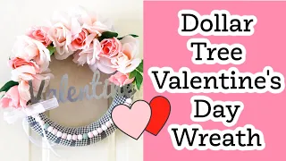 DIY Valentines Day Wreath with Dollar Tree Supplies! Perfect for Front Door Decoration