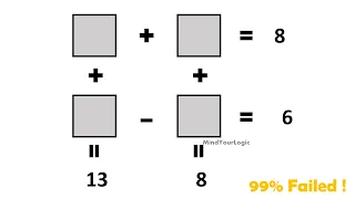 4 Square Addition 8 6 13 8 | Box + Box = 8 Puzzle | Box - Box = 6 whatsapp Puzzle