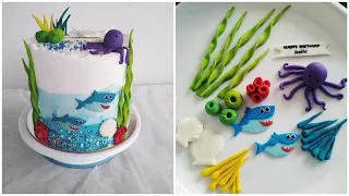 ഇനി ഒരു baby shark theme cake ആയാലോ|baby shark theme cake  malayalam|fondant cake|fondant decorati