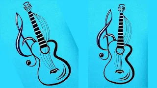 Easy Wall Painting/ Wall Painting Guitar Design #Shorts