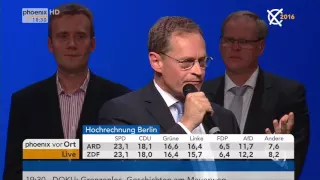 Abgeordnetenhauswahl in Berlin: Michael Müller und Sigmar Gabriel zu den Ergebnissen am 18.09.2016