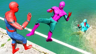 GTA 5 Rainbow Spiderman Water Fails (Euphoria Physics/Ragdolls) #2