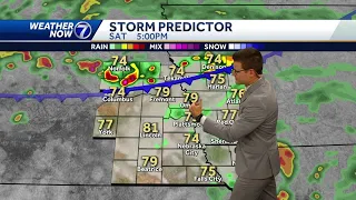 Spotty shower chance Saturday AM, PM storms likely