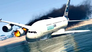 A380 Emergency Landing Failed | Crash on Water GTA 5