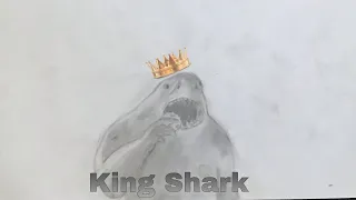 King Shark eating a cookie drawing