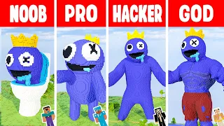 Minecraft RAINBOW FRIENDS BLUE STATUE BUILD CHALLENGE - NOOB vs PRO vs HACKER vs GOD