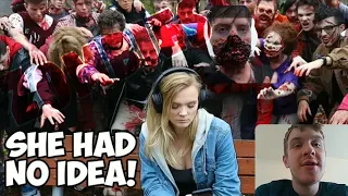 Reacting To Mr.beast Surprising Strangers With 100 Zombies - experiment