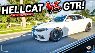 HELLCAT VS R35 GTR STREET RACE!!! (TOO FAST!)