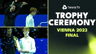 Medvedev Jokes & Champagne Moments 🍾 Jannik Sinner vs Daniil Medvedev: Vienna 2023 Trophy Ceremony