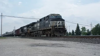 Trains in a Thunderstorm with UP BNSF NS, Oak Harbor Ohio