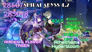 Raiden Furina Taser and Alhaitham Nahida Hyperbloom / Spiral Abyss 4.2 / Genshin impact