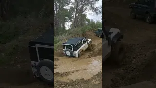 Td5 Defender Hits the Limiter in Boggy Mud #shorts #offroad