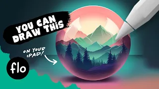 You Can Draw This Landscape in a Sphere in PROCREATE - Step by Step Procreate Tutorial