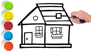 Drawing, Painting, Coloring a Beautiful House Learn and Easy Drawing for kids & Toddlers