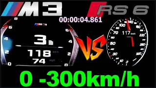 Audi rs6 605 HP vs BMW M3 510 HP DragRace Sound 0-250 km/h