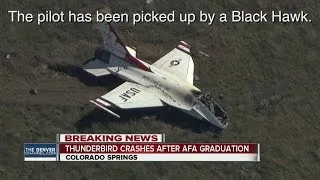 Thunderbird crashes after AFA graduation, pilot ejects