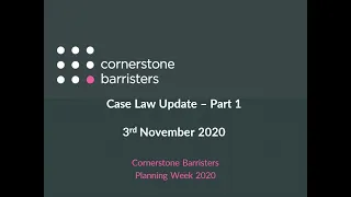 Planning Week 2020: Case Law Update - Part 1