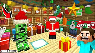 Celebrating CHRISTMAS with CREEPER in Minecraft ! (Dangerous) 😱😱