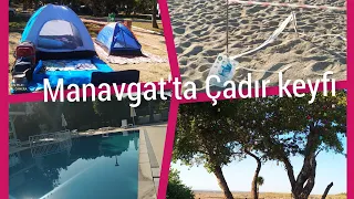 Manavgat Boğaz otel kamping'de Çadır kuruyoruz.En ucuz tatil nasıl yapılır?Tatil vlog(2)