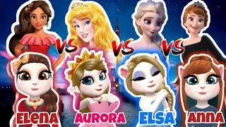 my talking angela 2 💖/ 🌈 Elena vs Aurora vs Elsa ❄ vs Anna ❤
